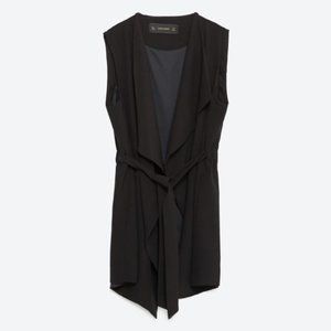 Zara Long Waistcoat Black Suede